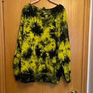 Torrid Active Yellow and Black Tie-Dye Sweatshirt 2X